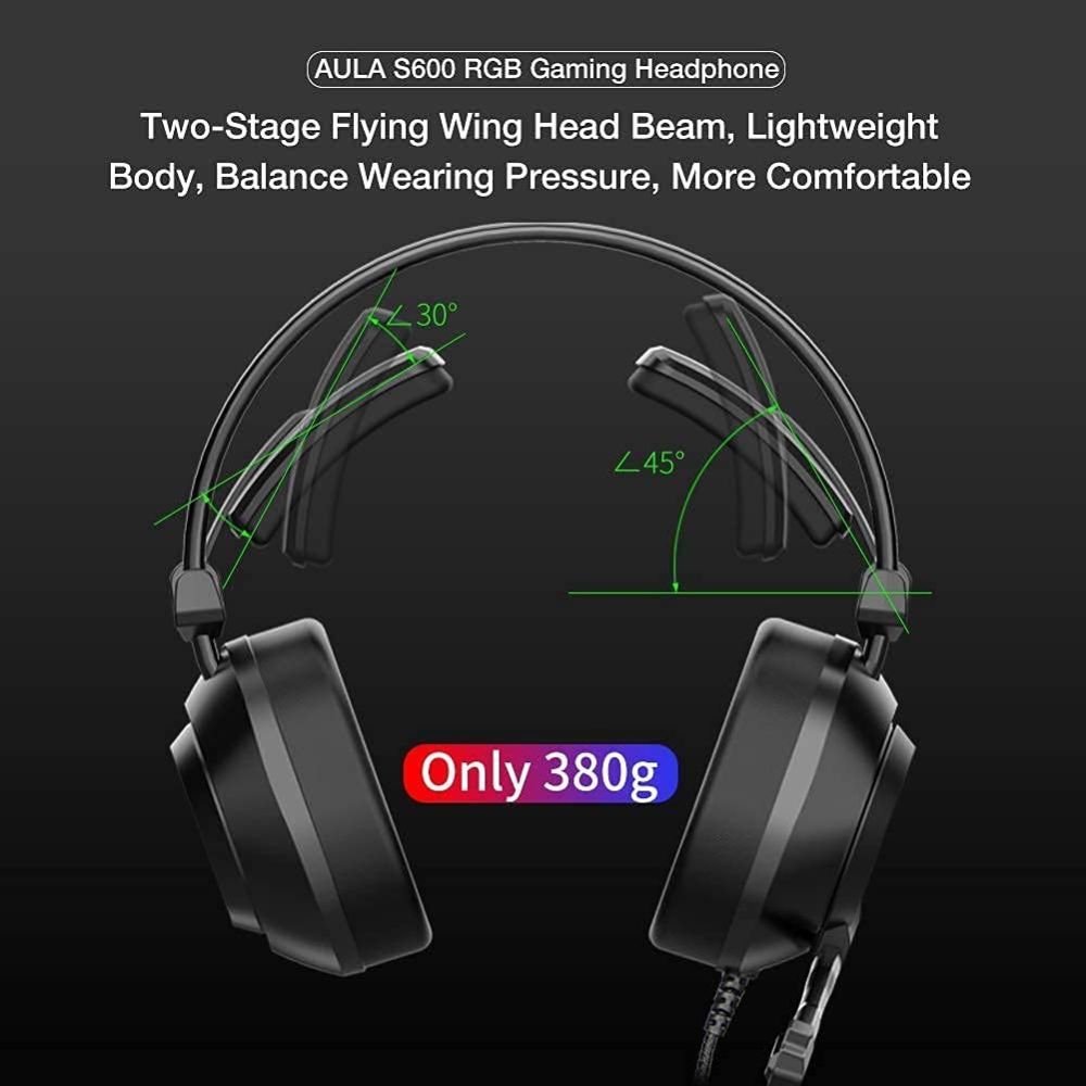 Aula - S600 3.5mm Lighting Gaming Headset W/ Mic - Black