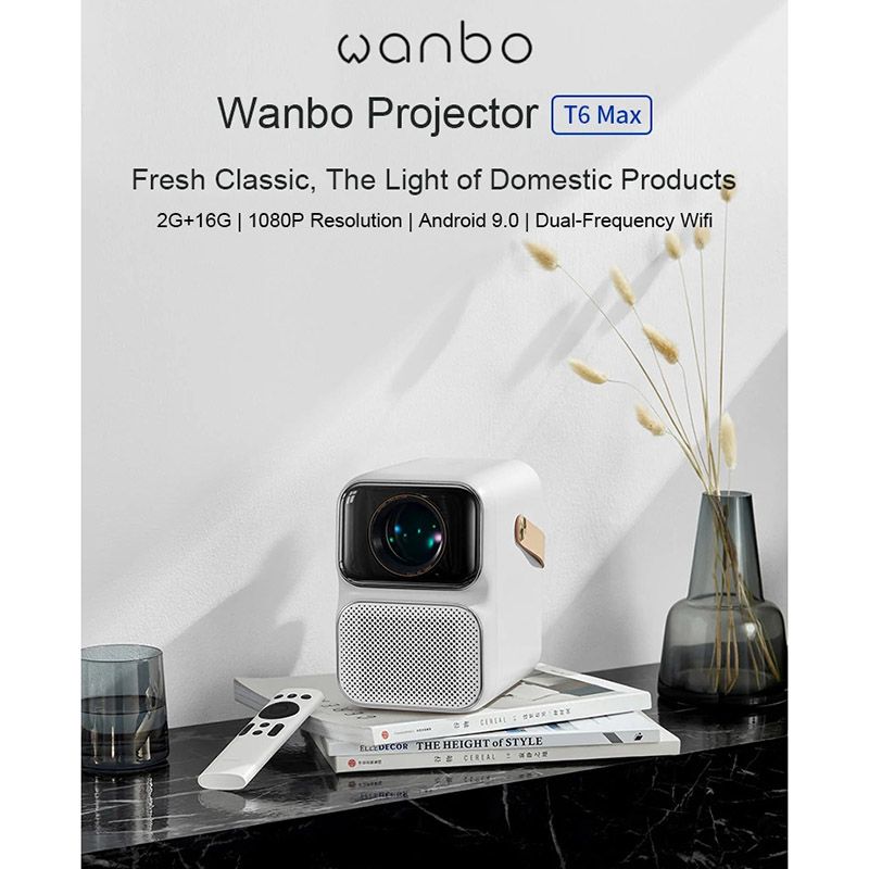 Wanbo - T6 Max 4K 1080P Android 9.0 Mini Projector - White