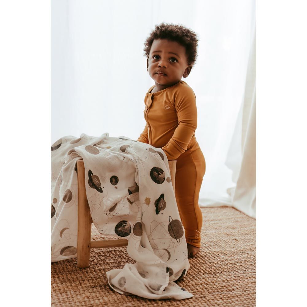 Anvi Baby - Organic Solid Zipper Sleepsuit - Mustard