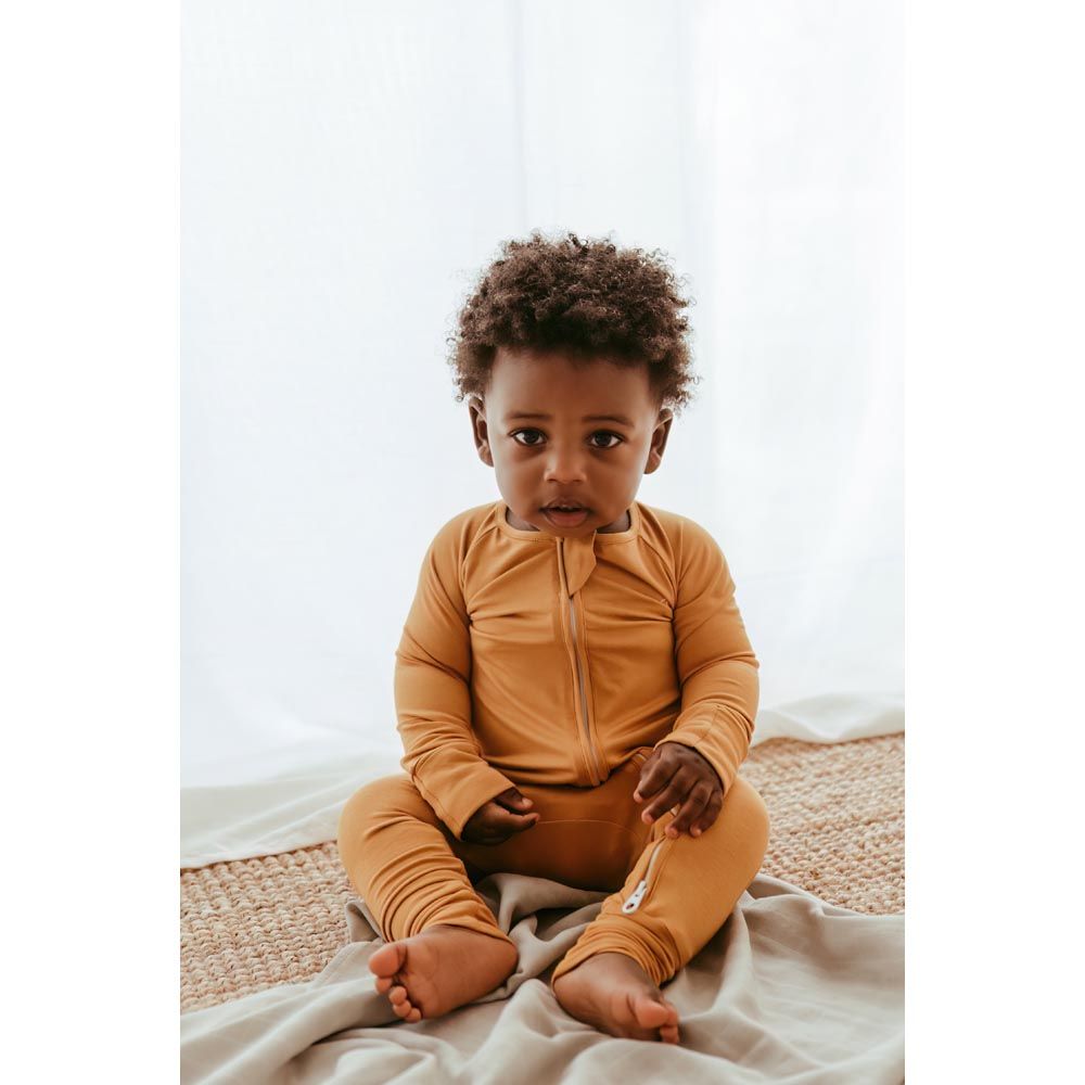 Anvi Baby - Organic Solid Zipper Sleepsuit - Mustard