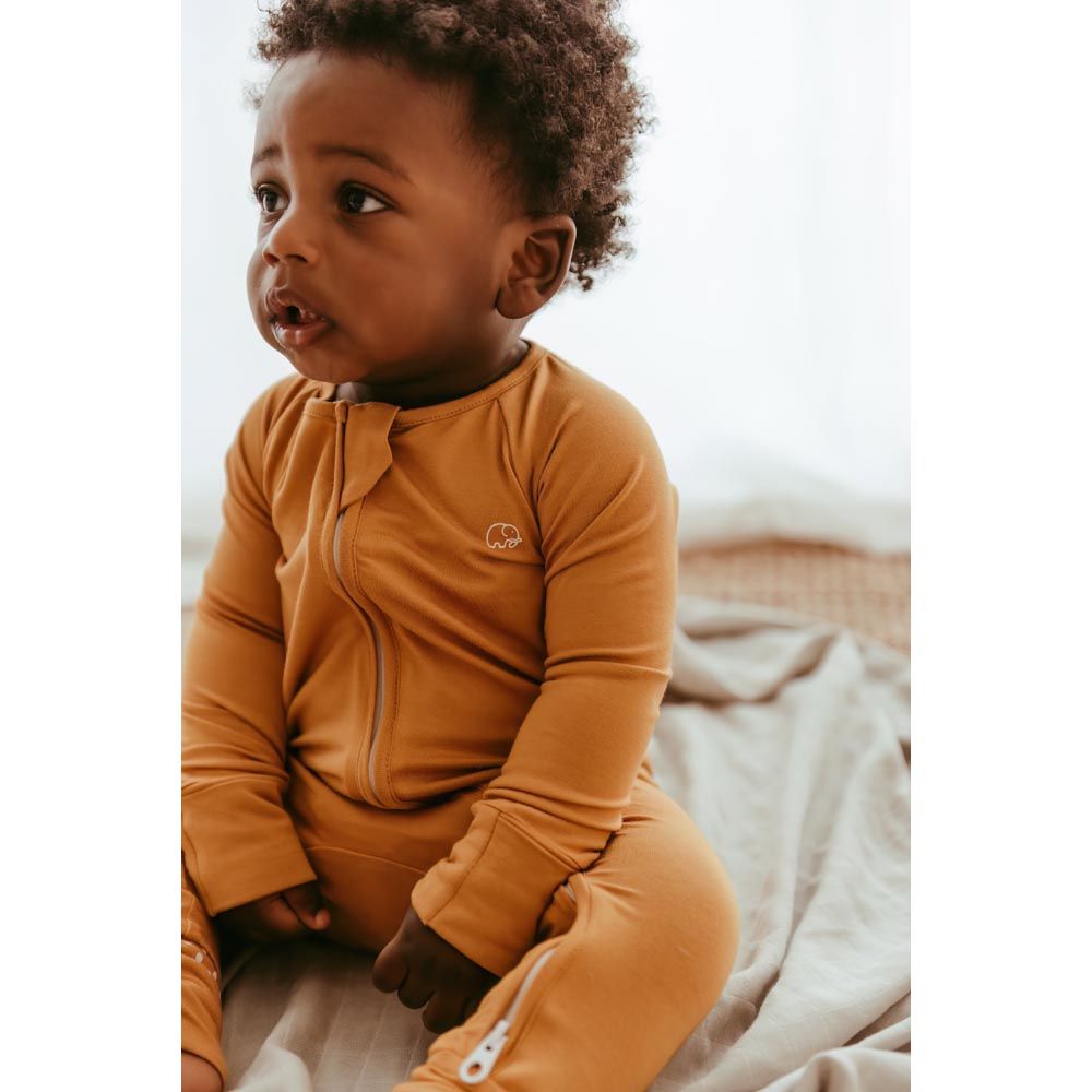 Anvi Baby - Organic Solid Zipper Sleepsuit - Mustard