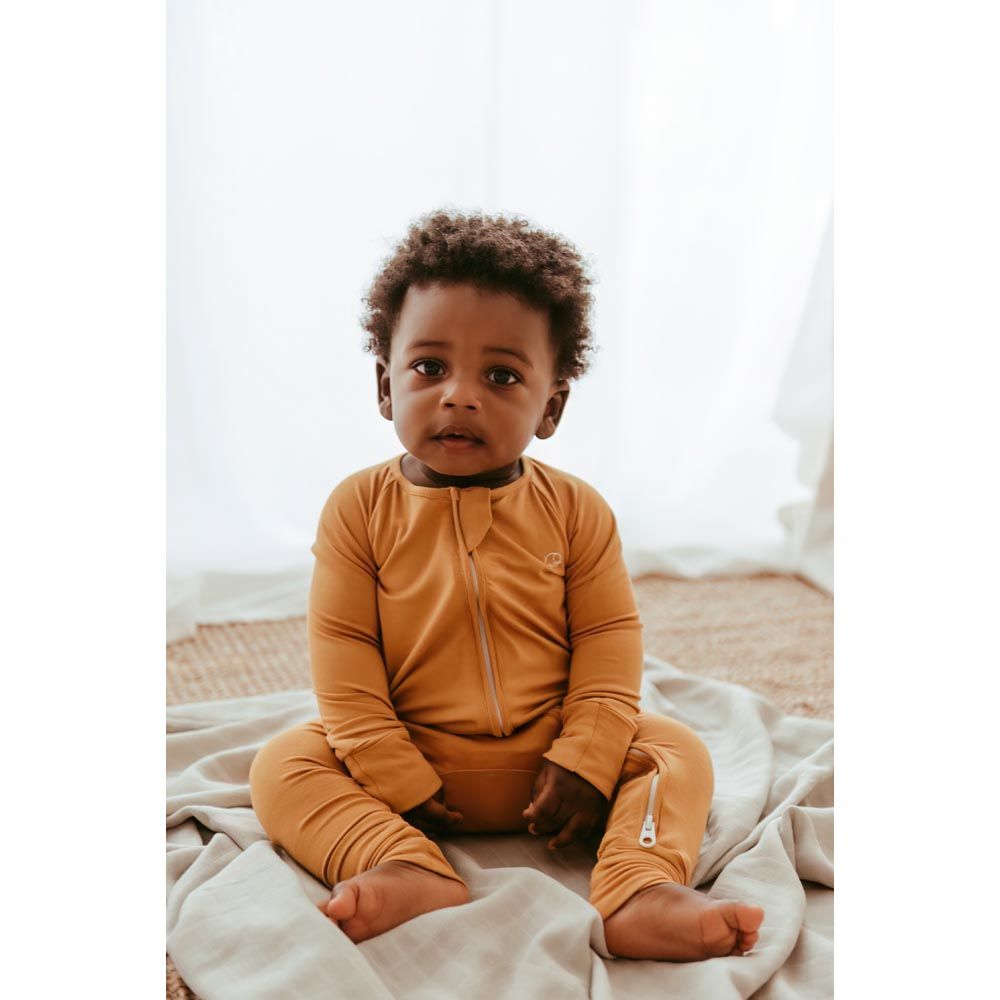 Anvi Baby - Organic Solid Zipper Sleepsuit - Mustard