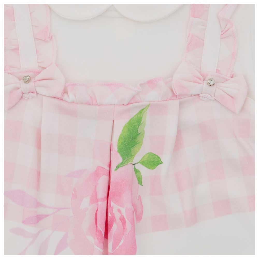 By Ray - Rosey Onesie w/ Ribbon & Rose - Pink