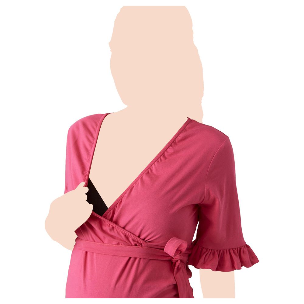 Mamalicious - Tess V-Neck Blouse - Fuchsia Fedora