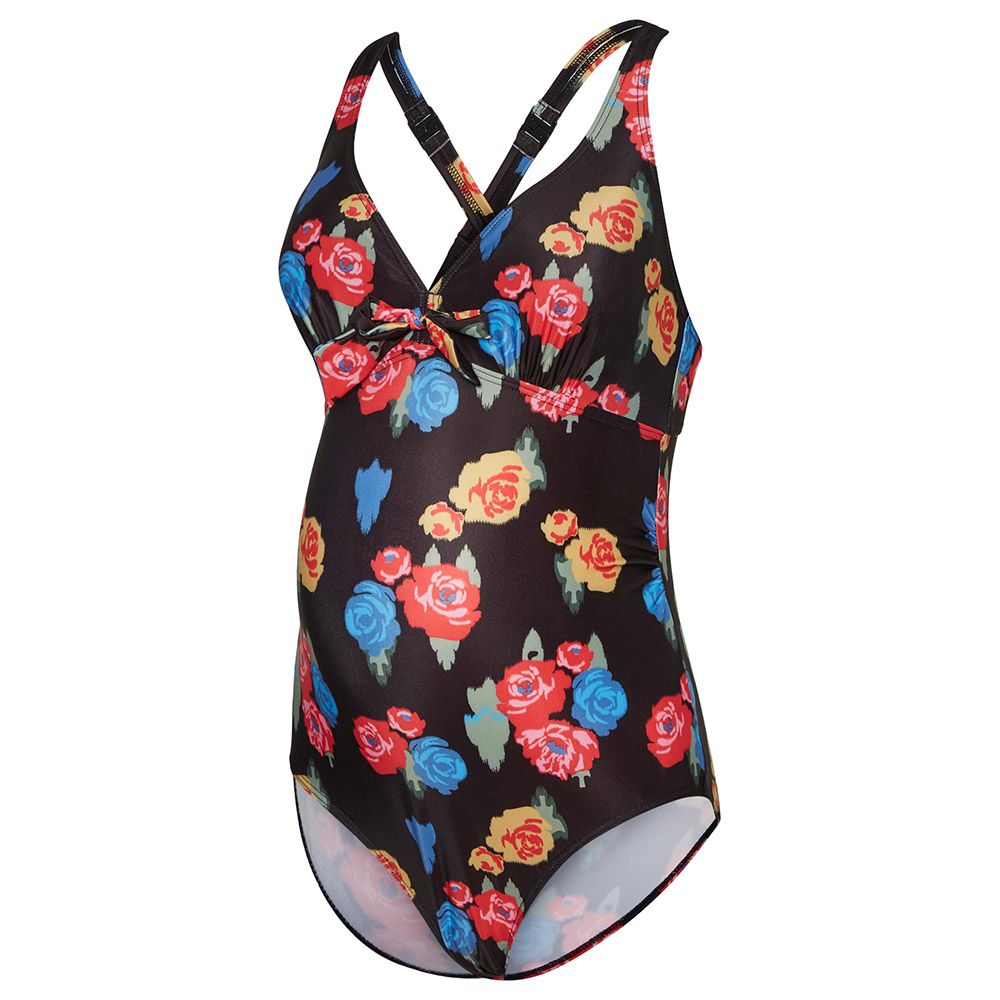 Mamalicious - Flower Print Swimsuit - Black