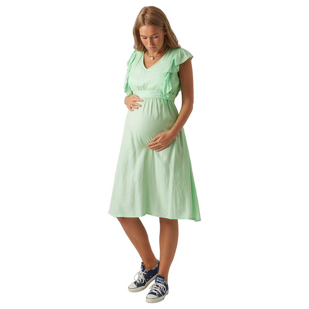 Mamalicious - Mary Frill Sleveless Dress - Green Ash