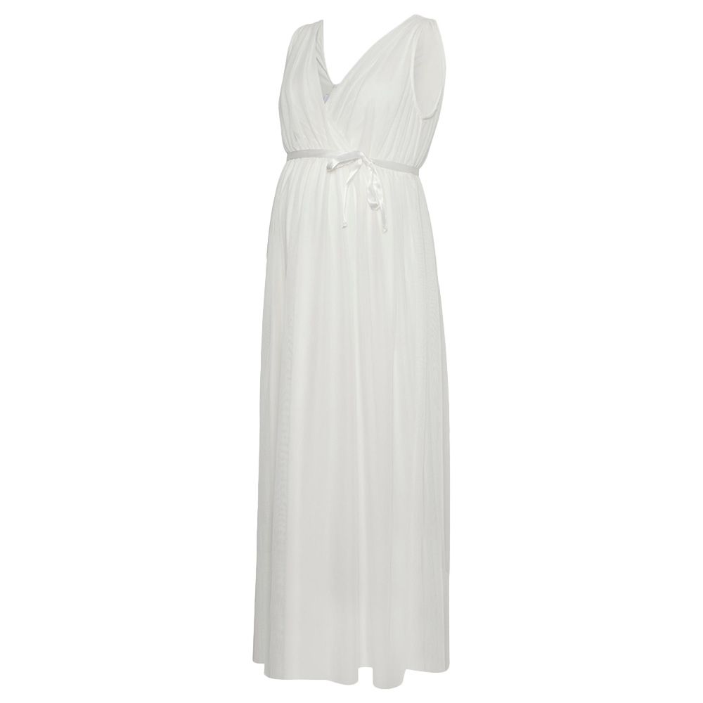 Mamalicious - Tess Sleeveless Mesh Maxi Dress - Snow White