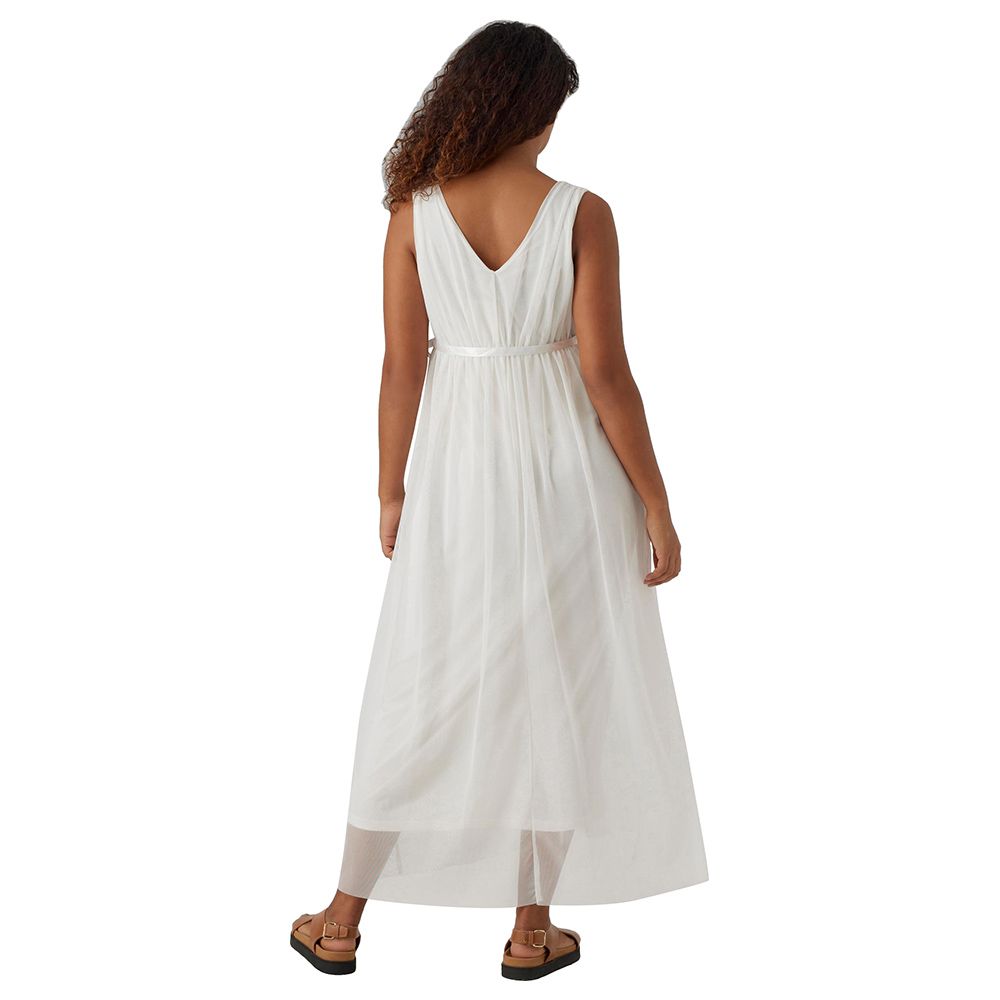 Mamalicious - Tess Sleeveless Mesh Maxi Dress - Snow White