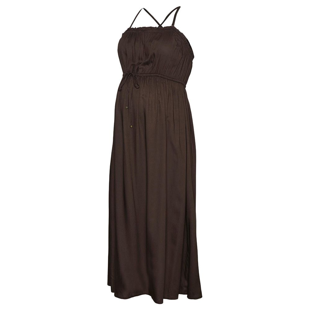 Mamalicious - Strapless Midi Dress - Seal Brown