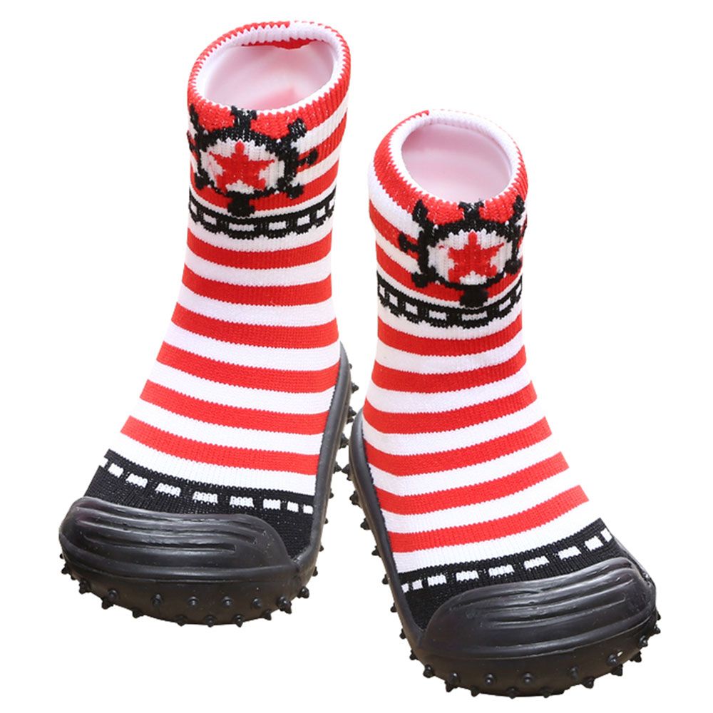 COOL GRIP Baby Shoe Socks Sailor Red Stripes