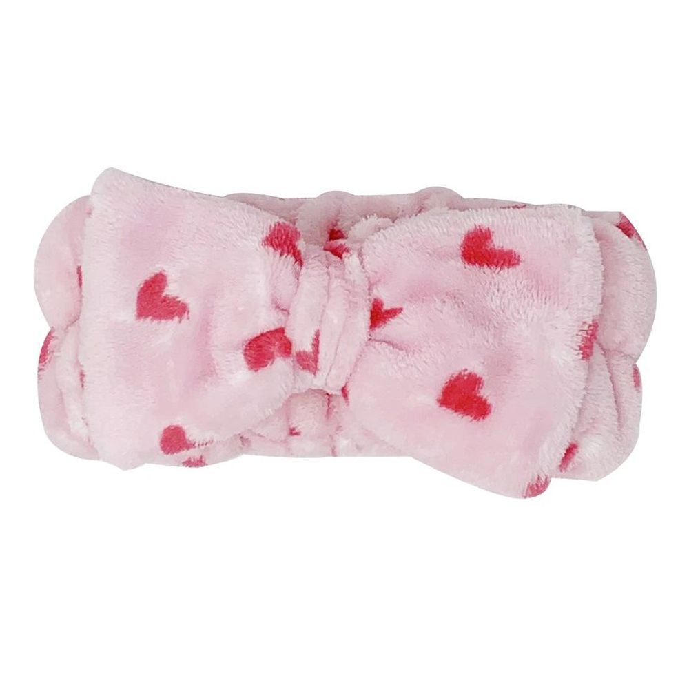 The Creme Shop - Classic Pink Teddy Headband With Pink Hearts