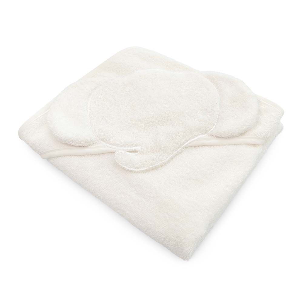 Tiny Toes - Elephant Ears Cotton Hooded Baby Towel - White (Exclusive)