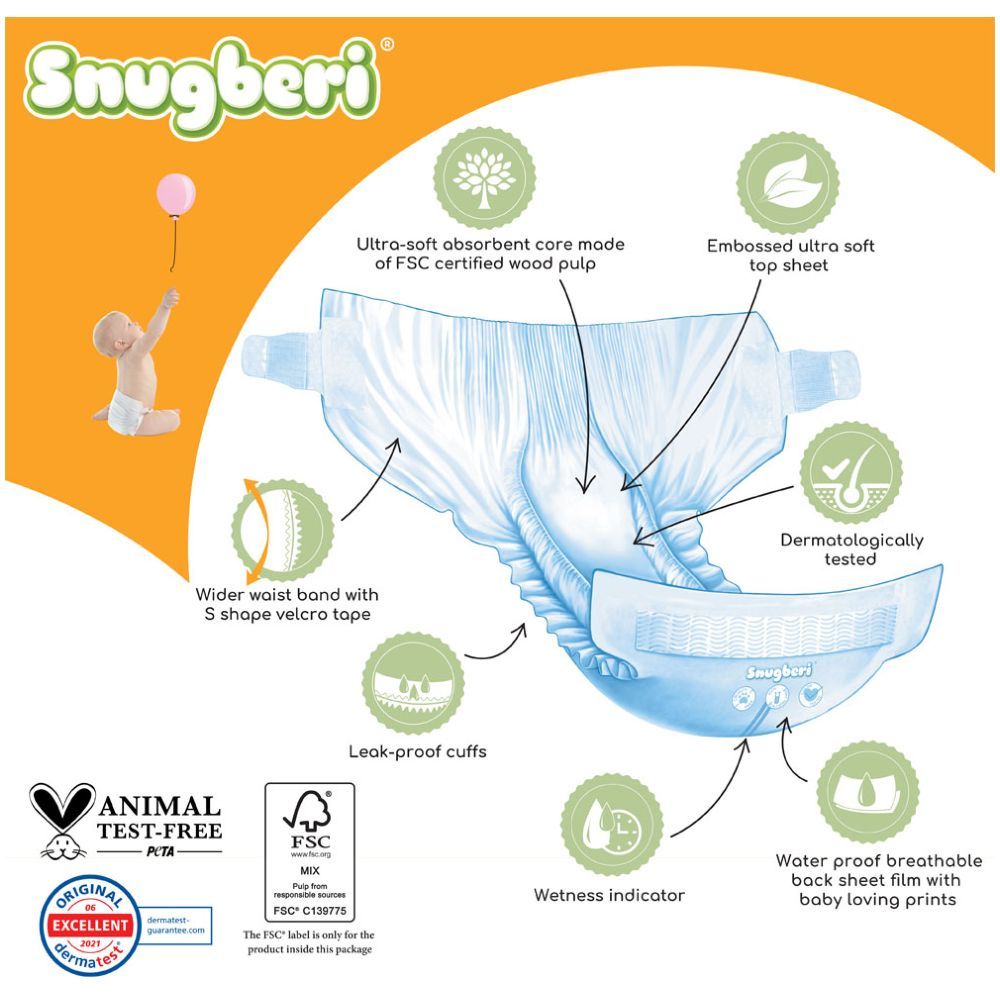 Snugberi - Premium Eco-friendly Diaper Size 1 New Born 2-5Kg 32pcs