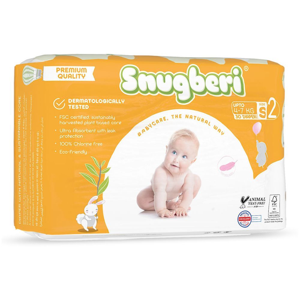 Snugberi - Premium Eco-friendly Diaper Size 2 Small 4-7kg 30pcs