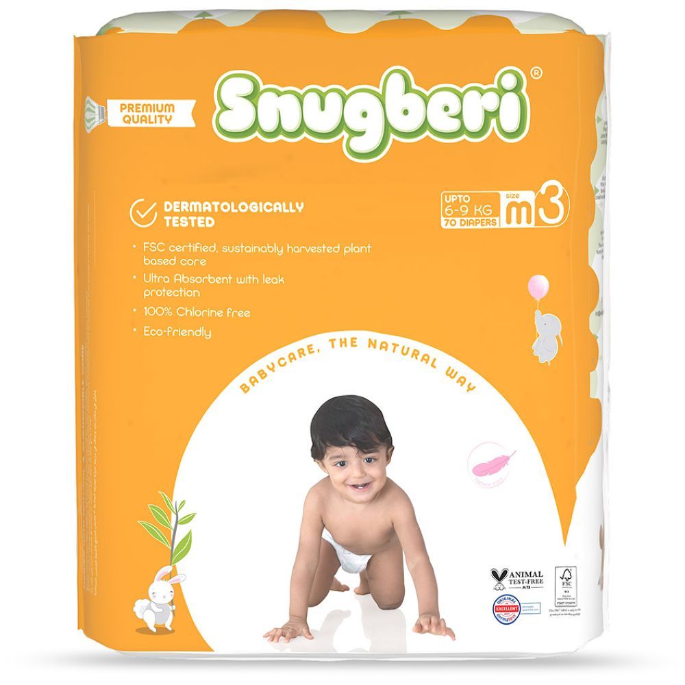 Snugberi - Premium Eco-friendly Diaper Size 3 Medium 6-9 kg - Mega Pack 70pcs