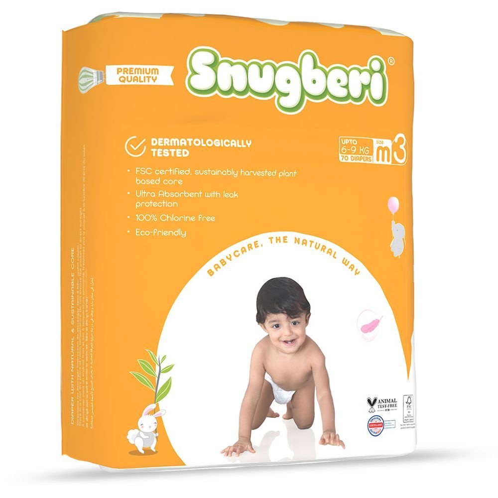 Snugberi - Premium Eco-friendly Diaper Size 3 Medium 6-9 kg - Mega Pack 70pcs