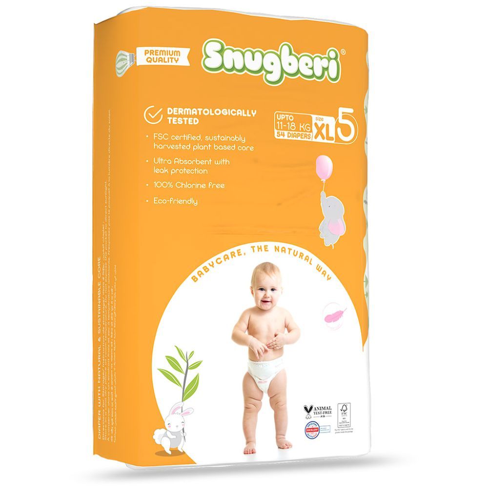 Snugberi - Premium Eco-friendly Diaper Size 5 X large 11-18kg - Mega Pack 54pcs