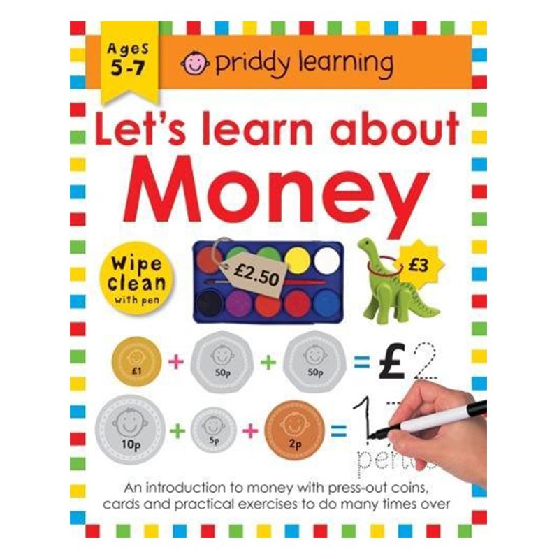 كتاب Lets Learn About Money بسطح قابل للمسح مع قلم