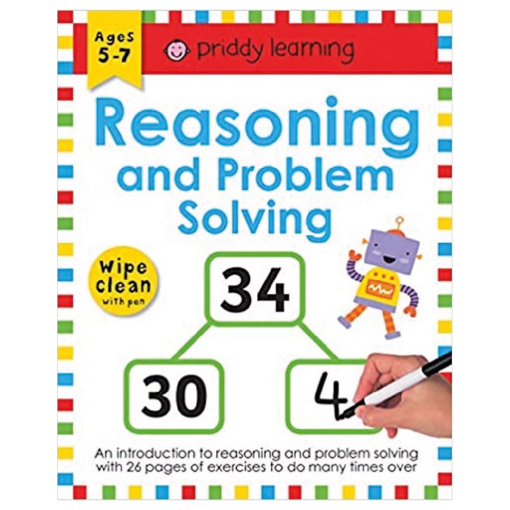 كتاب تمارين Priddy Wipe Clean: Reasoning And Problem Solving Workbook