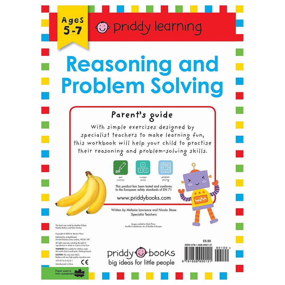 كتاب تمارين Priddy Wipe Clean: Reasoning And Problem Solving Workbook