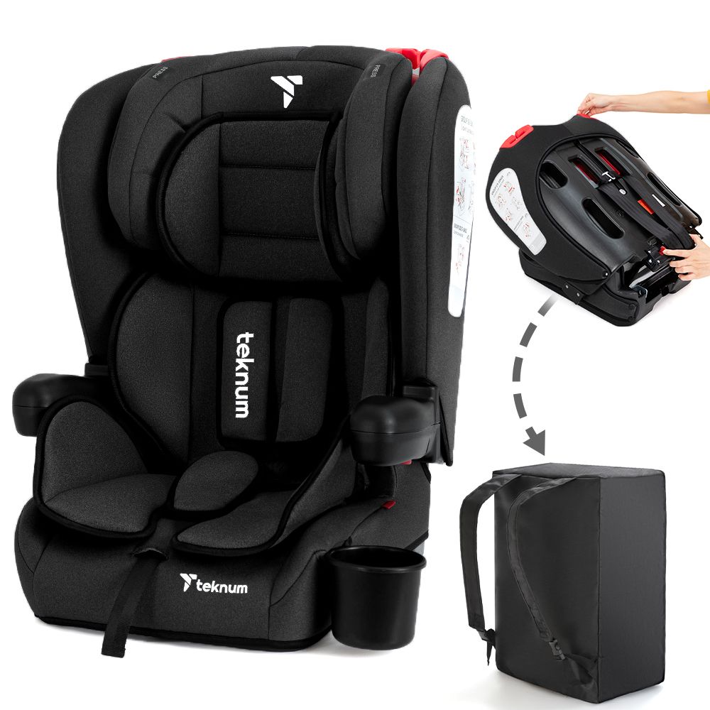 Teknum Pack and Go Foldable Car Seat w / Ace Ivory Diaper Bag - Black