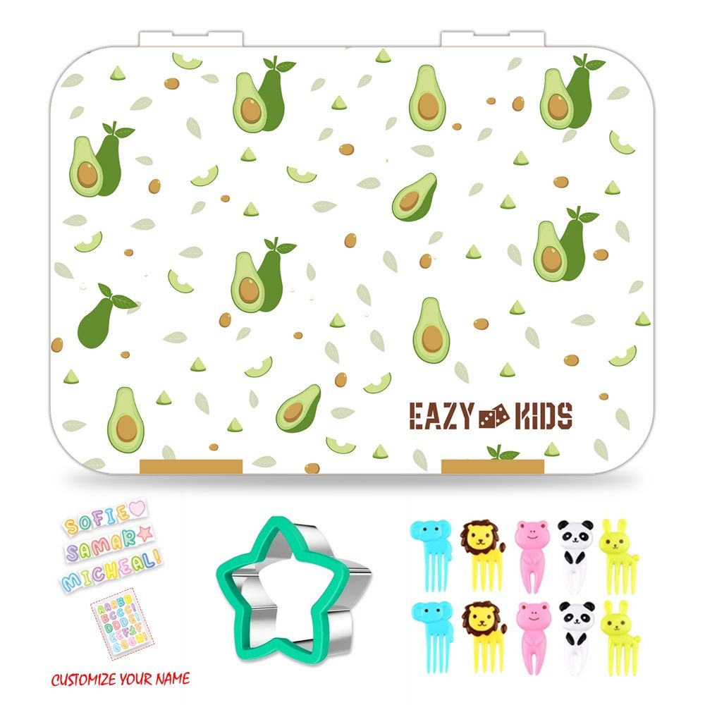 Eazy Kids - Bento Box w/ Lunch Bag & Cutter Set - Avocado