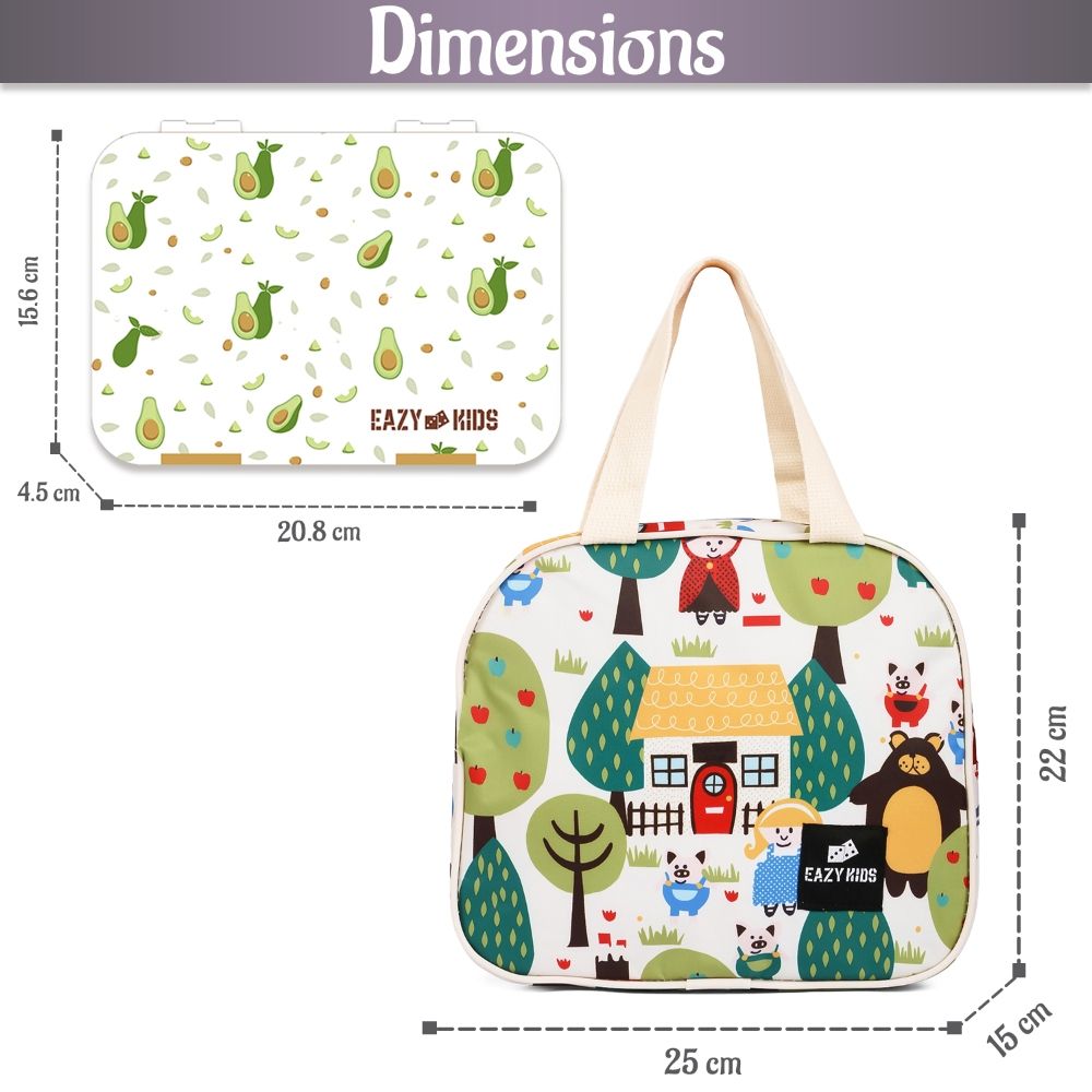 Eazy Kids - Bento Box w/ Lunch Bag & Cutter Set - Avocado