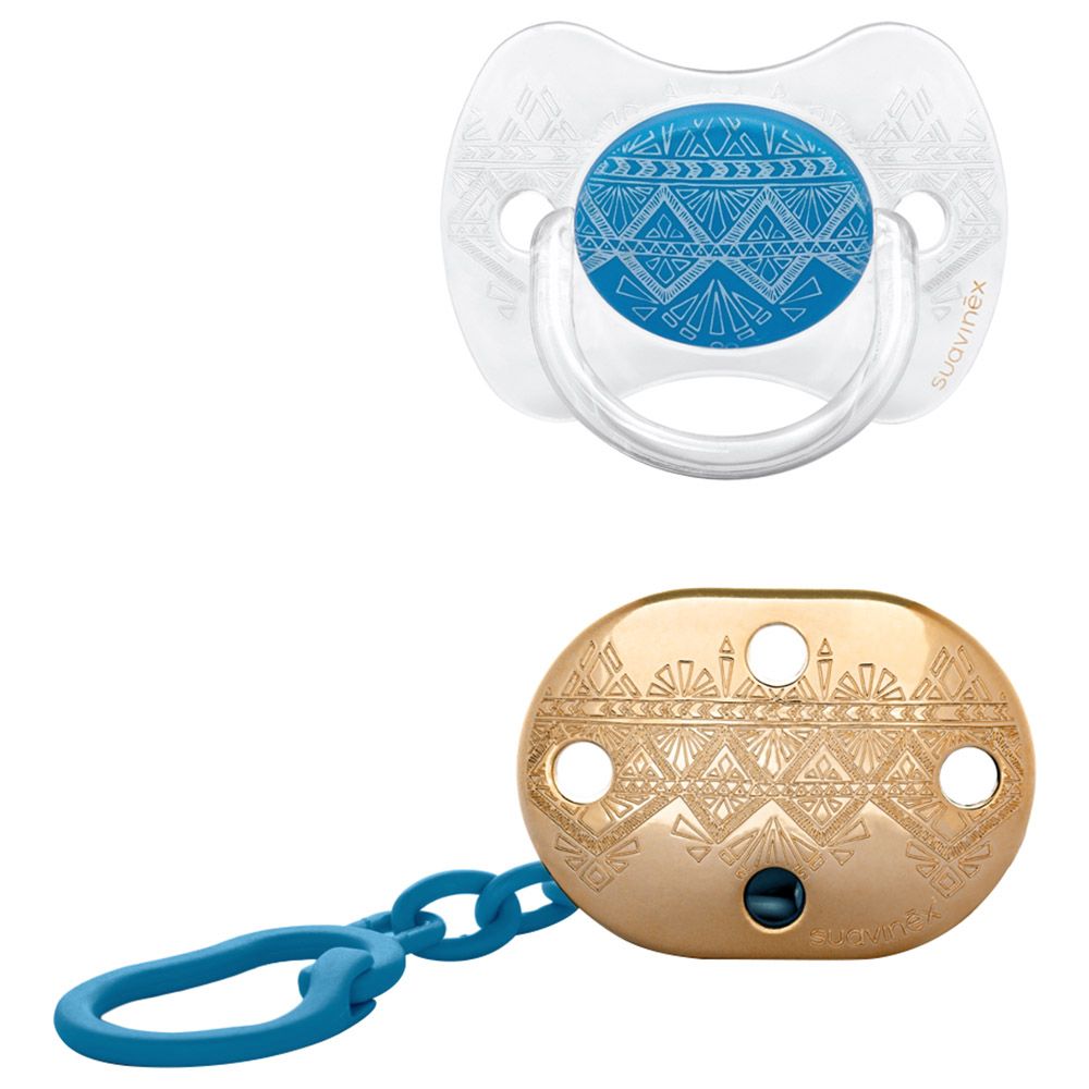 Suavinex - Dark Blue Silicone Soother + Clip