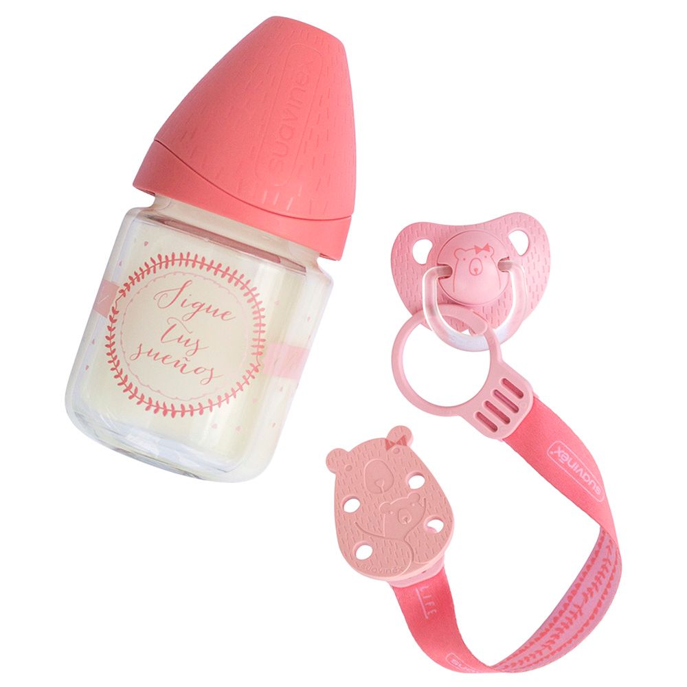 Suavinex - Two Premium Silicone Soother 0-18M w/ Clip - Pink