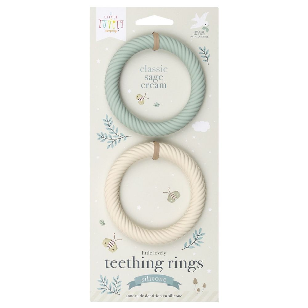 A little Lovely Company - Classic Teether - Pack of 2 - Sage/Cream