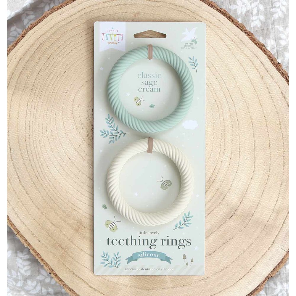 A little Lovely Company - Classic Teether - Pack of 2 - Sage/Cream