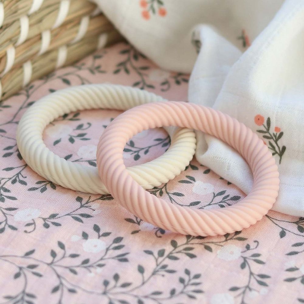 A little Lovely Company - Classic Teether - Pack of 2 - Pink/Cream