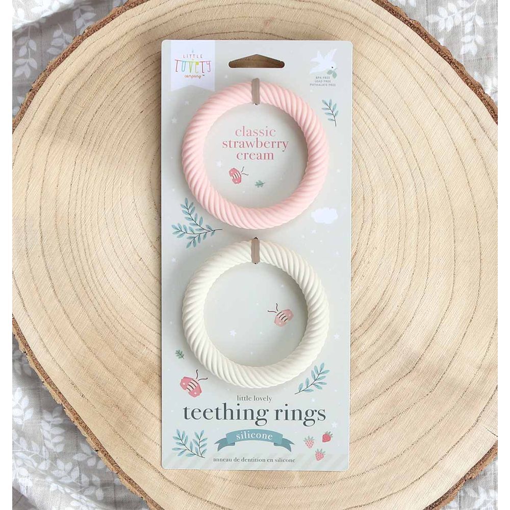 A little Lovely Company - Classic Teether - Pack of 2 - Pink/Cream