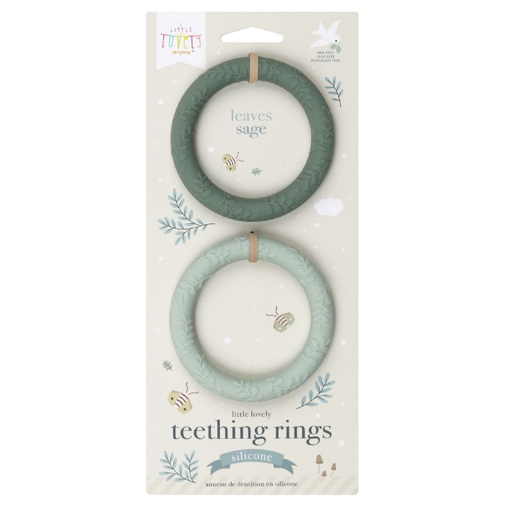 A little Lovely Company - Leaves Teether - Pack of 2 - Sage