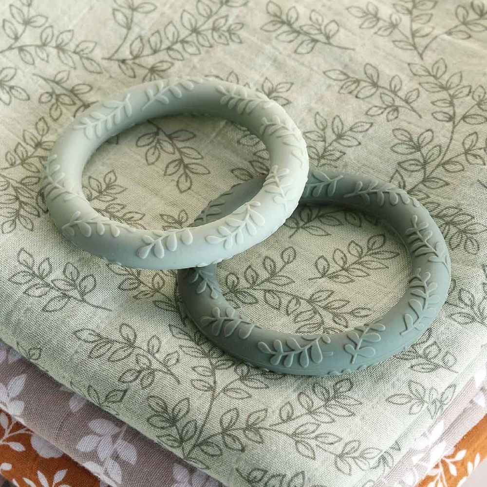 A little Lovely Company - Leaves Teether - Pack of 2 - Sage