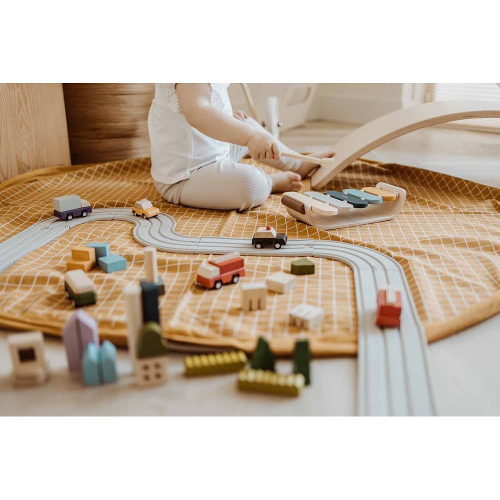 Play & Go - Organic Playmat & Storage Bag - Grid Mustard