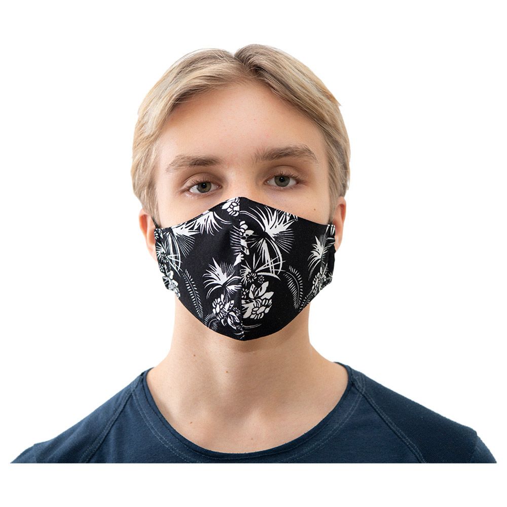 Coochy Coo - Fabric Mask For Kids - Black Flower