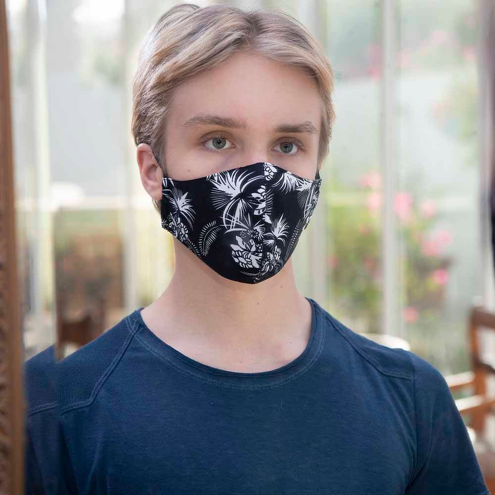 Coochy Coo - Fabric Mask - Black Flower