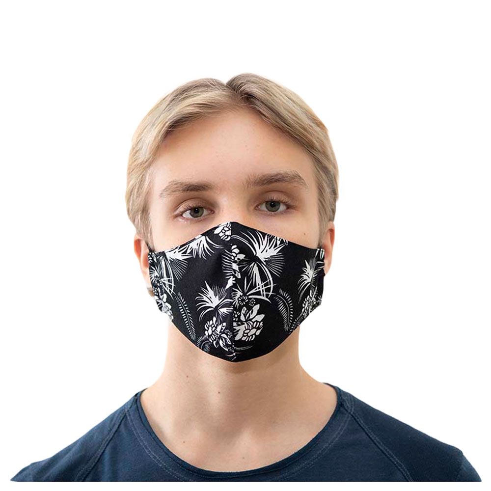 Coochy Coo - Kids & Adult Fabric Mask - Black Flower