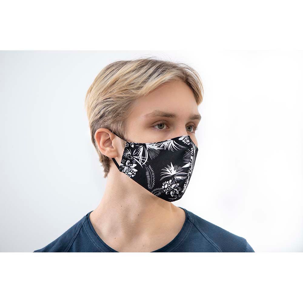 Coochy Coo - Kids & Adult Fabric Mask - Black Flower