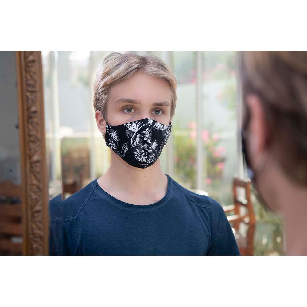 Coochy Coo - Kids & Adult Fabric Mask - Black Flower