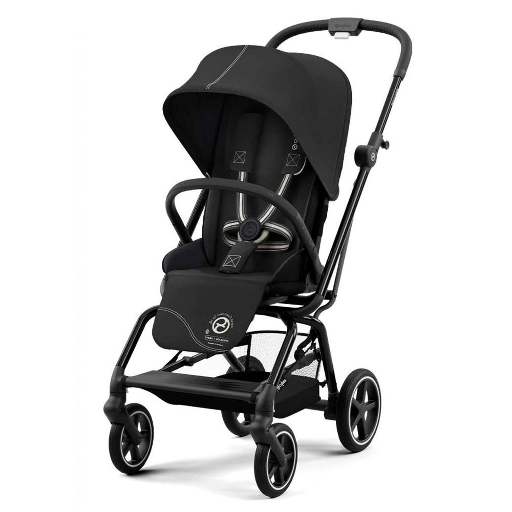 Cybex - Eezy S Twist + 2 Black Frame Stroller - Moon Black With Cs Eezy S Line Adapter - Black