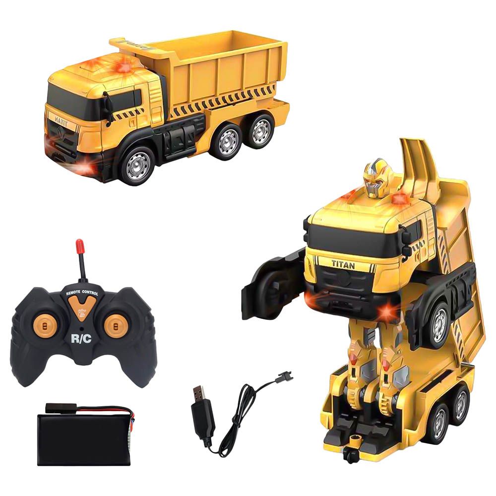 Fitto - Remote Control Construction Truck Transformer Toy - Yellow