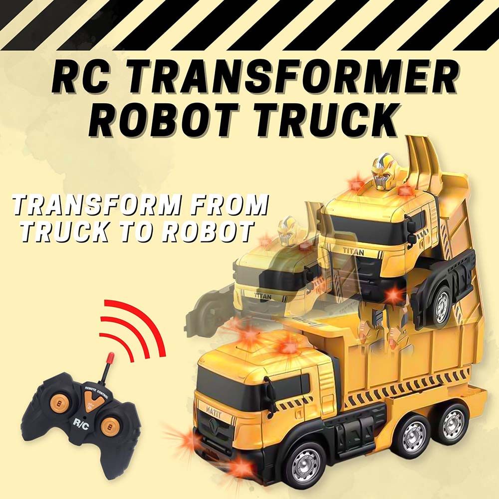 Fitto - Remote Control Construction Truck Transformer Toy - Yellow