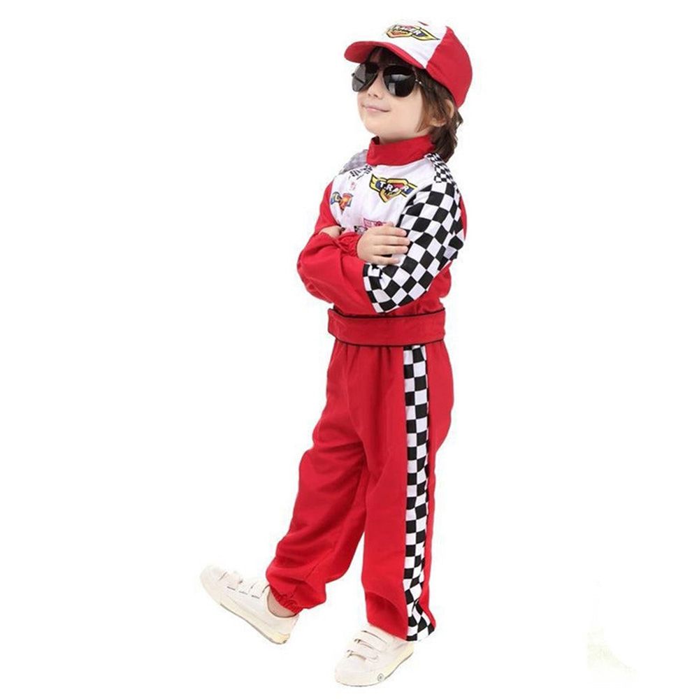 Fitto - Kids Racer Cosplay Race Car Driver Costume Set - Red