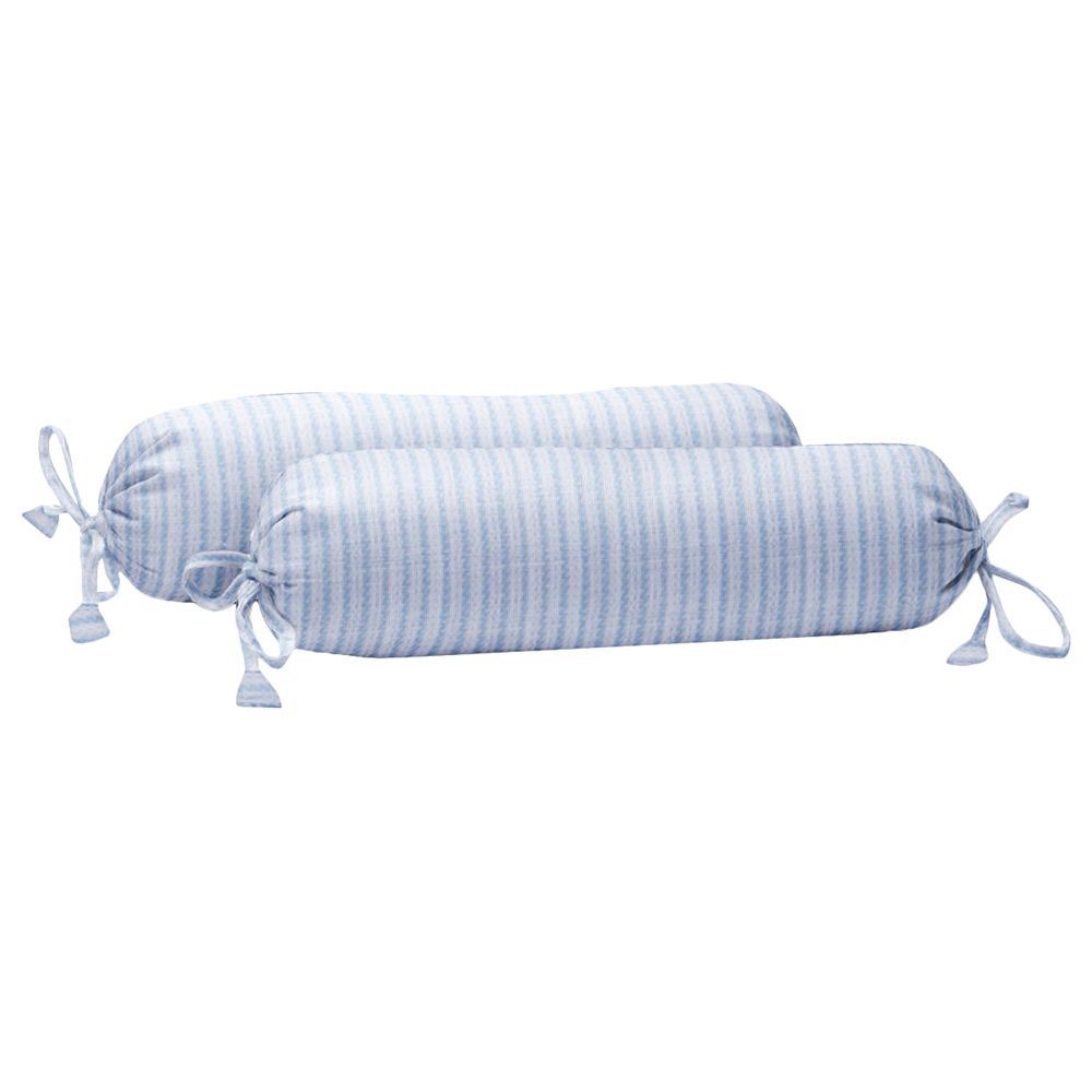 The Baby Atelier - Baby Bolster Cover Set w/ Fillers - Blue & White Stripe