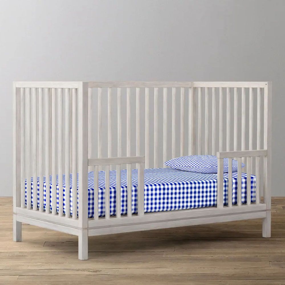 The Baby Atelier - Organic Fitted Crib Sheet 66.04 x 134.62cm - Navy Checks