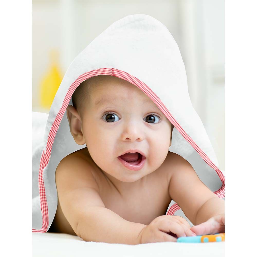 The Baby Atelier - Baby Hooded Towel Set - Red Checks