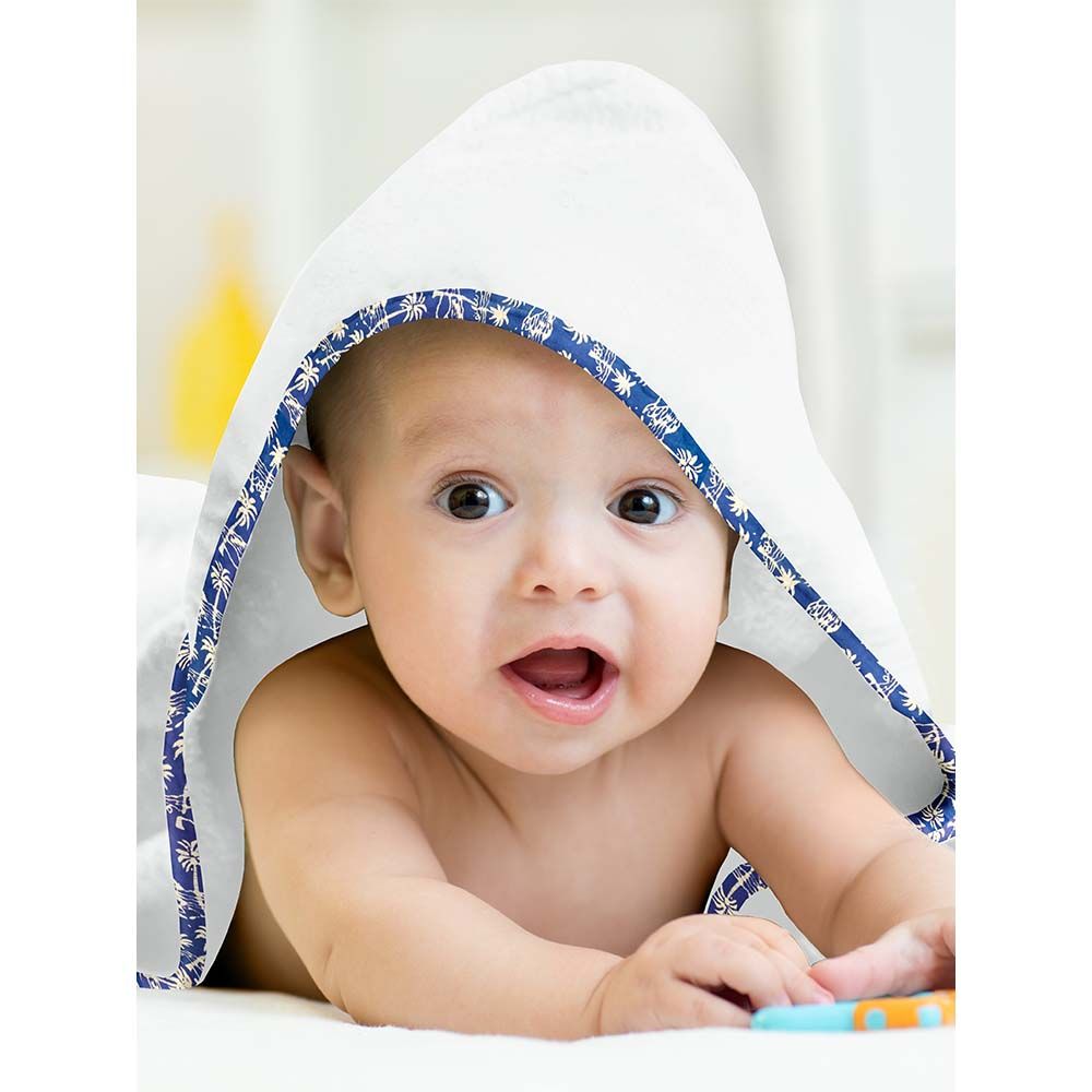 The Baby Atelier - Baby Hooded Towel Set - Floral Blue