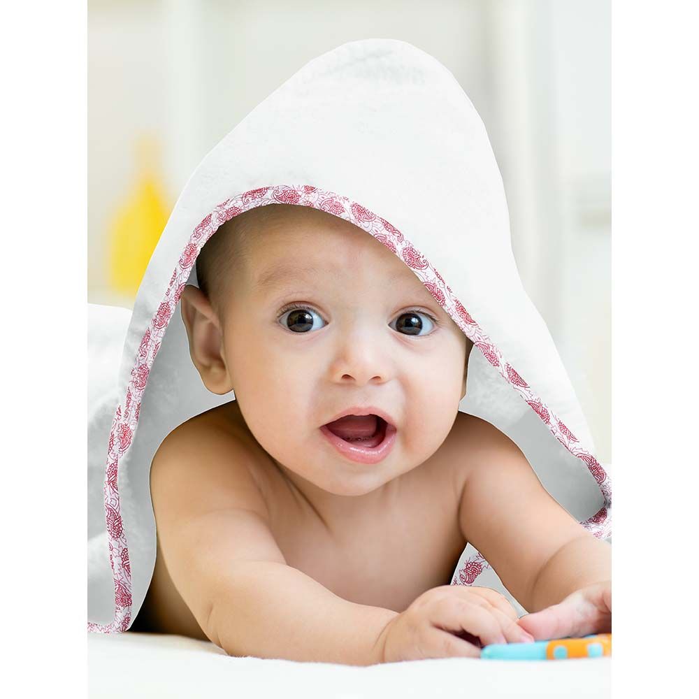 The Baby Atelier - Baby Hooded Towel Set - Red Floral